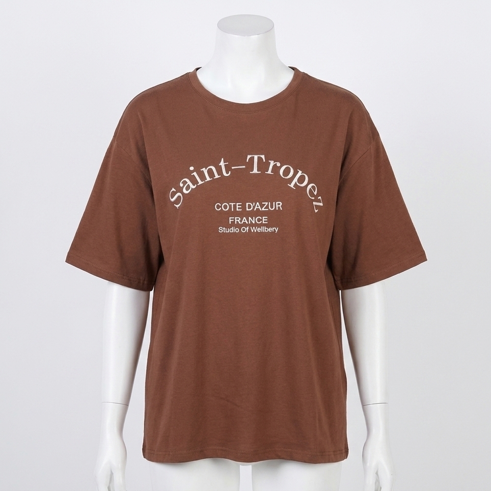 NEW AMBAR st tropez printed t-shirt in brown